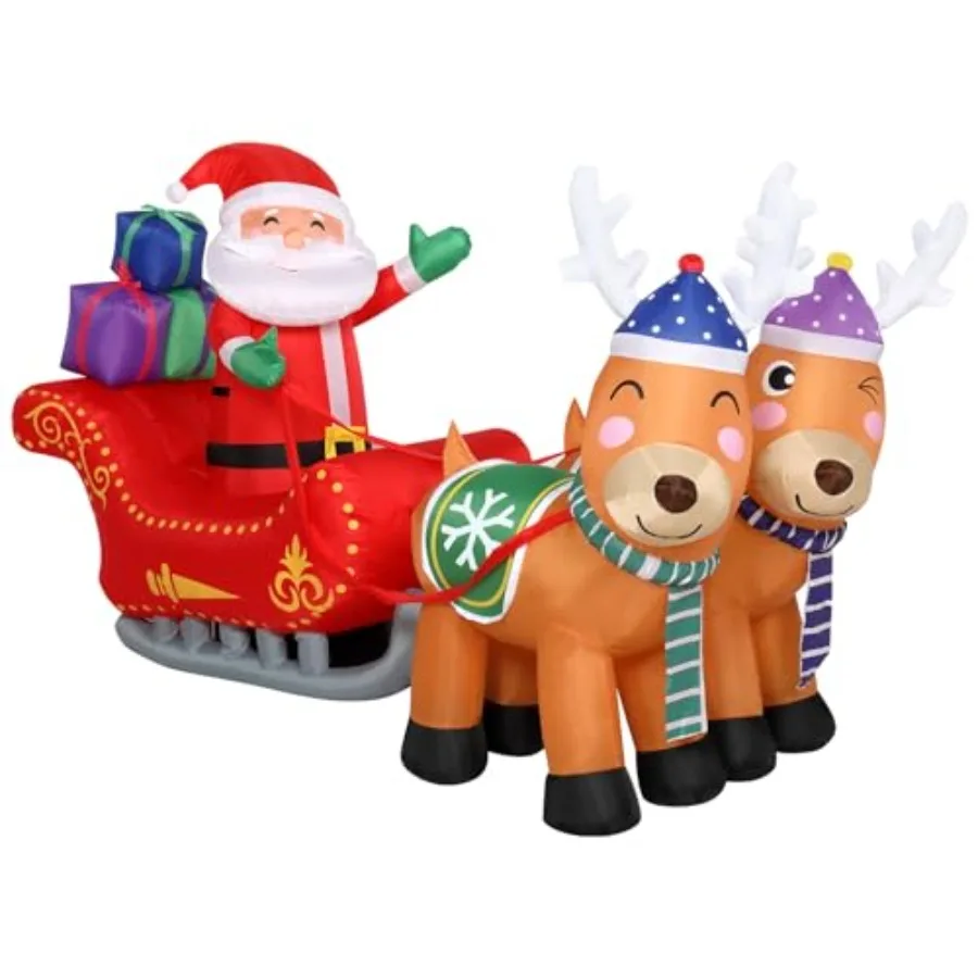 Outdoor Christmas patio decoration: 7FT LED inflatable reindeer in red and green, waterproof PVC material, fade-resistant color
Outdoor Christmas patio decoration: 7FT LED inflatable reindeer in red and green, waterproof PVC material, fade-resistant color