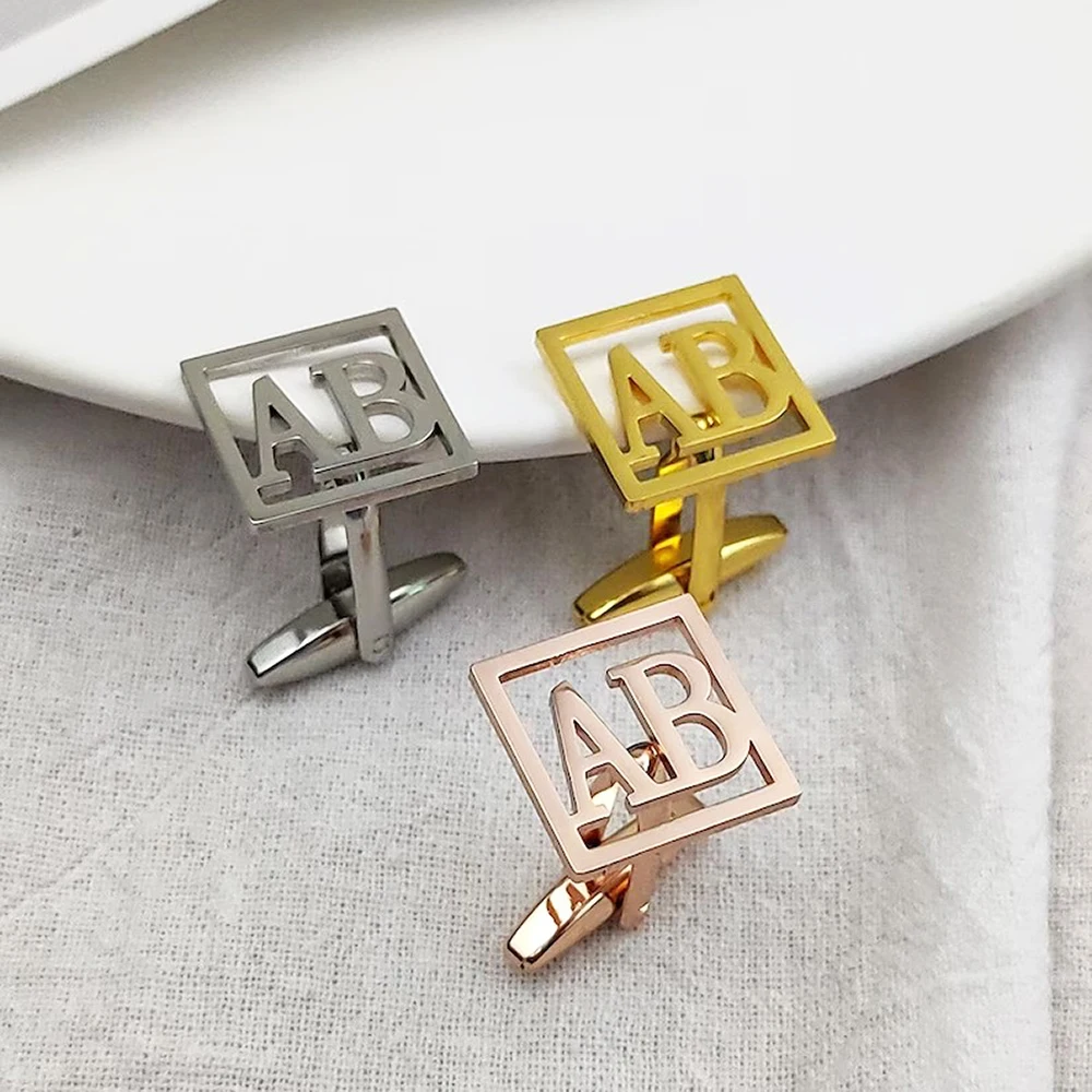 Men Minimal Square Frame Letter Cufflinks Stainless Steel 4 Color Hollow Personalized Wedding Shirt Cuff Accessories
Men Minimal Square Frame Letter Cufflinks Stainless Steel 4 Color Hollow Personalized Wedding Shirt Cuff Accessories