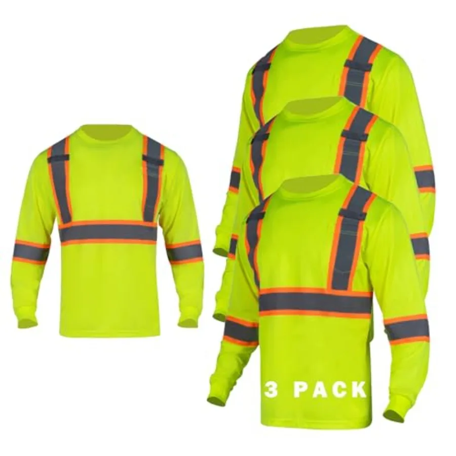 FONIRRA High Visibility Shirts for Men 3 Pack Reflective ANSI Class Hi Vis Safety Construction Work T Shirt Long Sleeves
FONIRRA High Visibility Shirts for Men 3 Pack Reflective ANSI Class Hi Vis Safety Construction Work T Shirt Long Sleeves