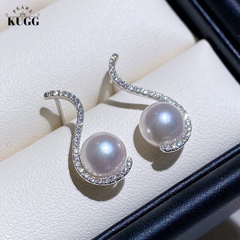 KUGG PEARL 18k White Gold Earrings 7.5-8mm Natural Akoya Pearl Shiny Diamond Drop Earrings for Women Wedding Elegant S-Shape
KUGG PEARL 18k White Gold Earrings 7.5-8mm Natural Akoya Pearl Shiny Diamond Drop Earrings for Women Wedding Elegant S-Shape