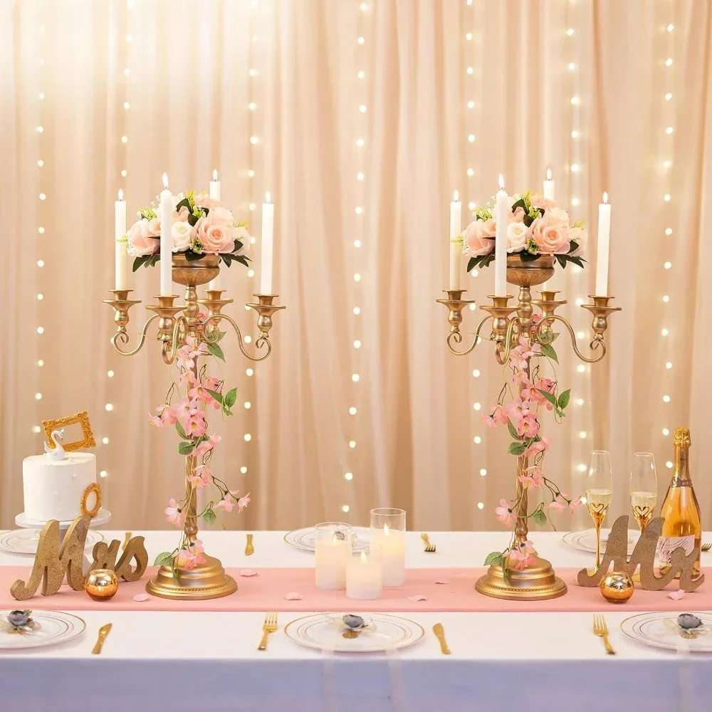 27.6 Inch 2 Pcs Gold Candelabra Taper Candle Holders With Flower Vases Large 5 Arm Metal Candle Stick Candle Holder Home Decor 
27.6 Inch 2 Pcs Gold Candelabra Taper Candle Holders With Flower Vases Large 5 Arm Metal Candle Stick Candle Holder Home Decor