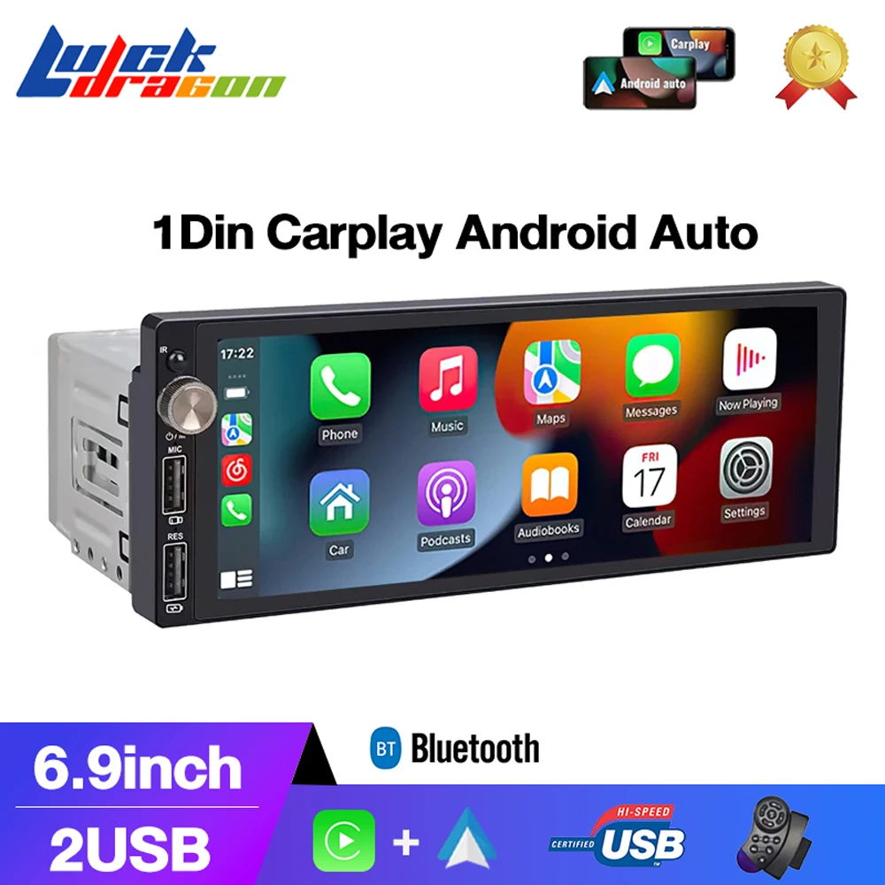 1 Din 6,9-дюймовый беспроводной CarPlay проводной Android Auto автомобильный радиоприемник Bluetooth GPS навигация FM RDS USB IPS сенсорный экран автомобильный плеер
1 Din 6,9-дюймовый беспроводной CarPlay проводной Android Auto автомобильный радиоприемник Bluetooth GPS навигация FM RDS USB IPS сенсорный экран автомобильный плеер