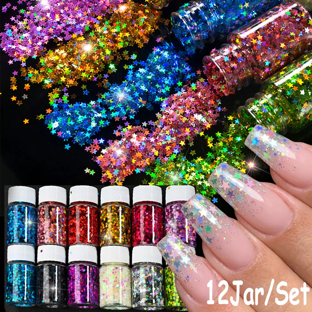 12Jars/Set Multi-Color Holographic Star Nail Glitter Sequins Laser Sparkle Starry Nail Glitter Flakes DIY Nail Art Decorations11
12Jars/Set Multi-Color Holographic Star Nail Glitter Sequins Laser Sparkle Starry Nail Glitter Flakes DIY Nail Art Decorations11
