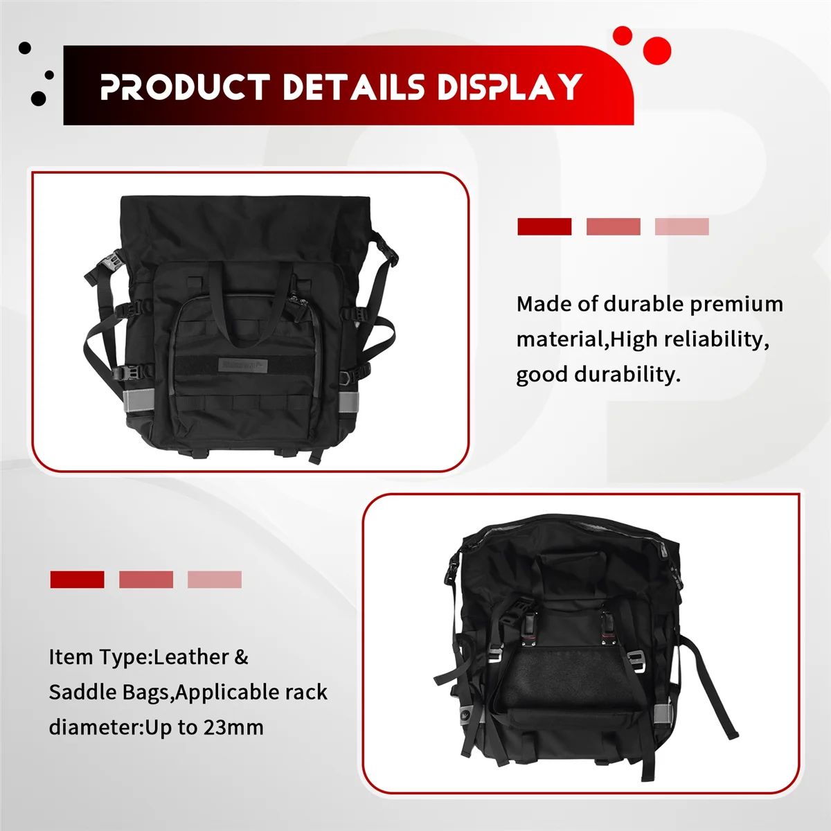 Lo-ok Rhinowalk Motorcycle Bag 20L Universal Side Saddle Bag with Removable Waterproof Inner Bag Outdoor Motorbike Luggage Black
Lo-ok Rhinowalk Motorcycle Bag 20L Universal Side Saddle Bag with Removable Waterproof Inner Bag Outdoor Motorbike Luggage Black