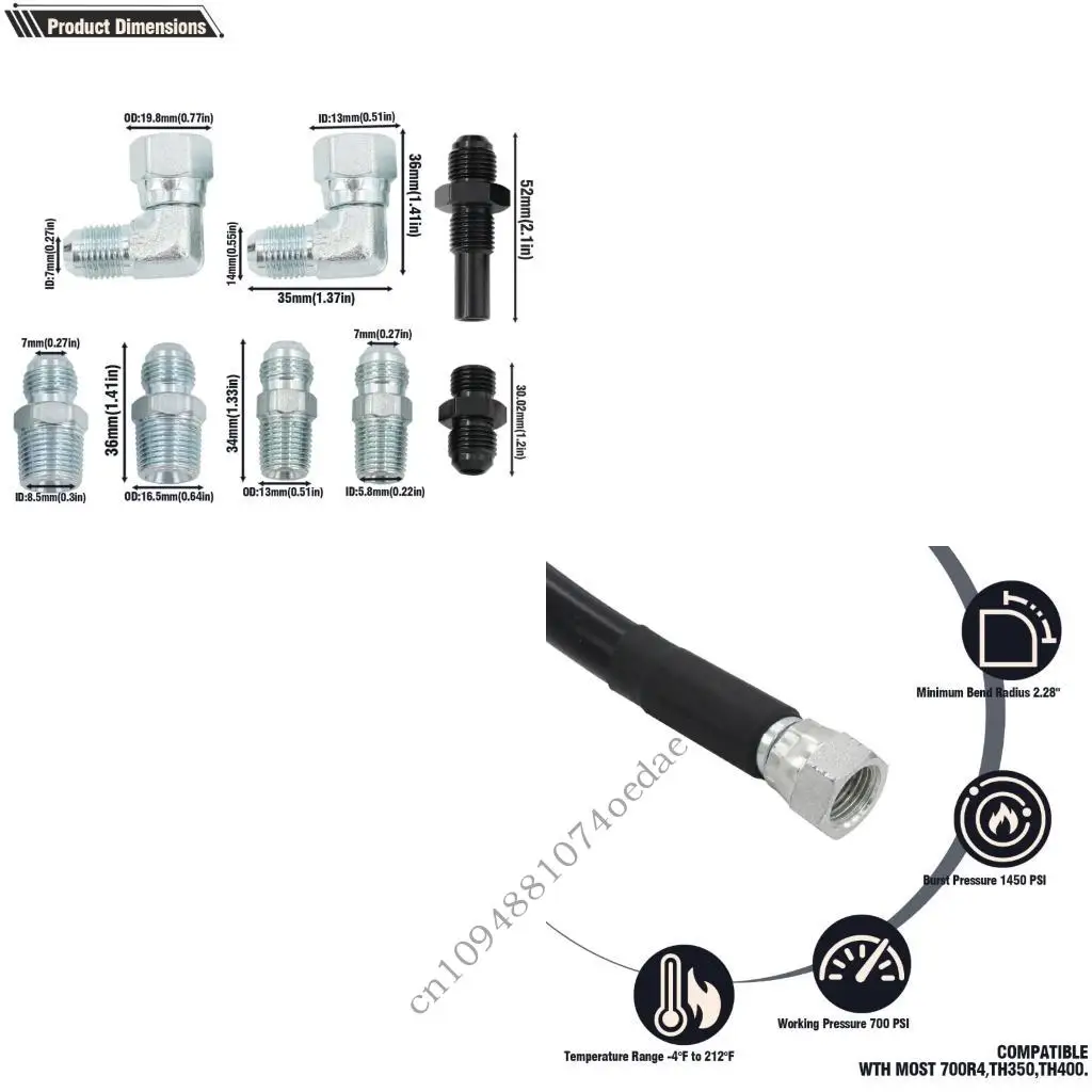 Transmission Fittings with Hose Lines and PTFE Tape Roll
Transmission Fittings with Hose Lines and PTFE Tape Roll