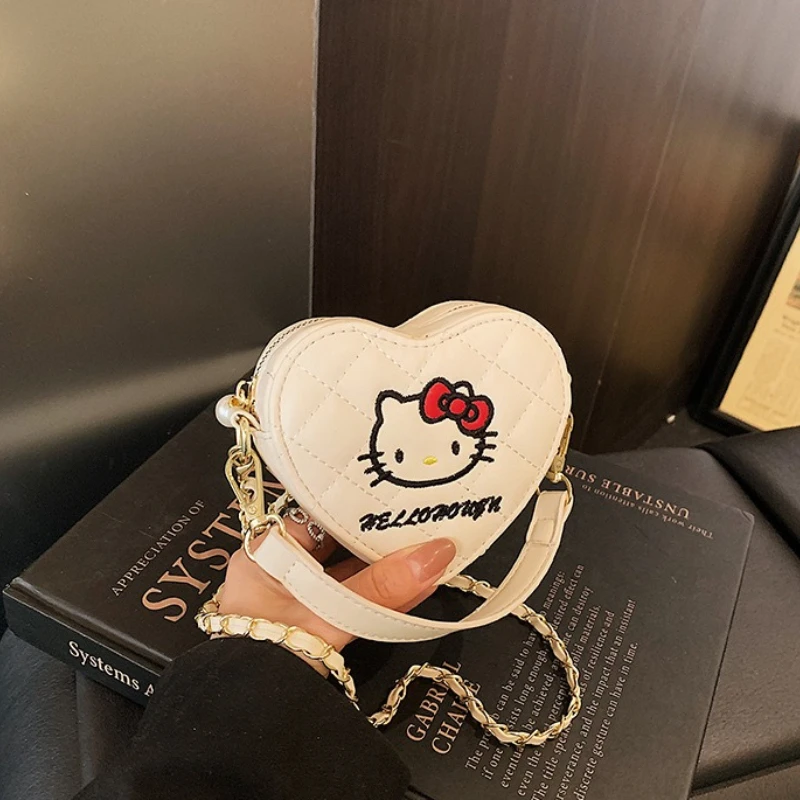 Sanrio Mini Heart KT Cat Handbag, New Cute Children's Rhombic Embroidery Thread Zero Wallet Chain Crossbody Bag
Sanrio Mini Heart KT Cat Handbag, New Cute Children's Rhombic Embroidery Thread Zero Wallet Chain Crossbody Bag