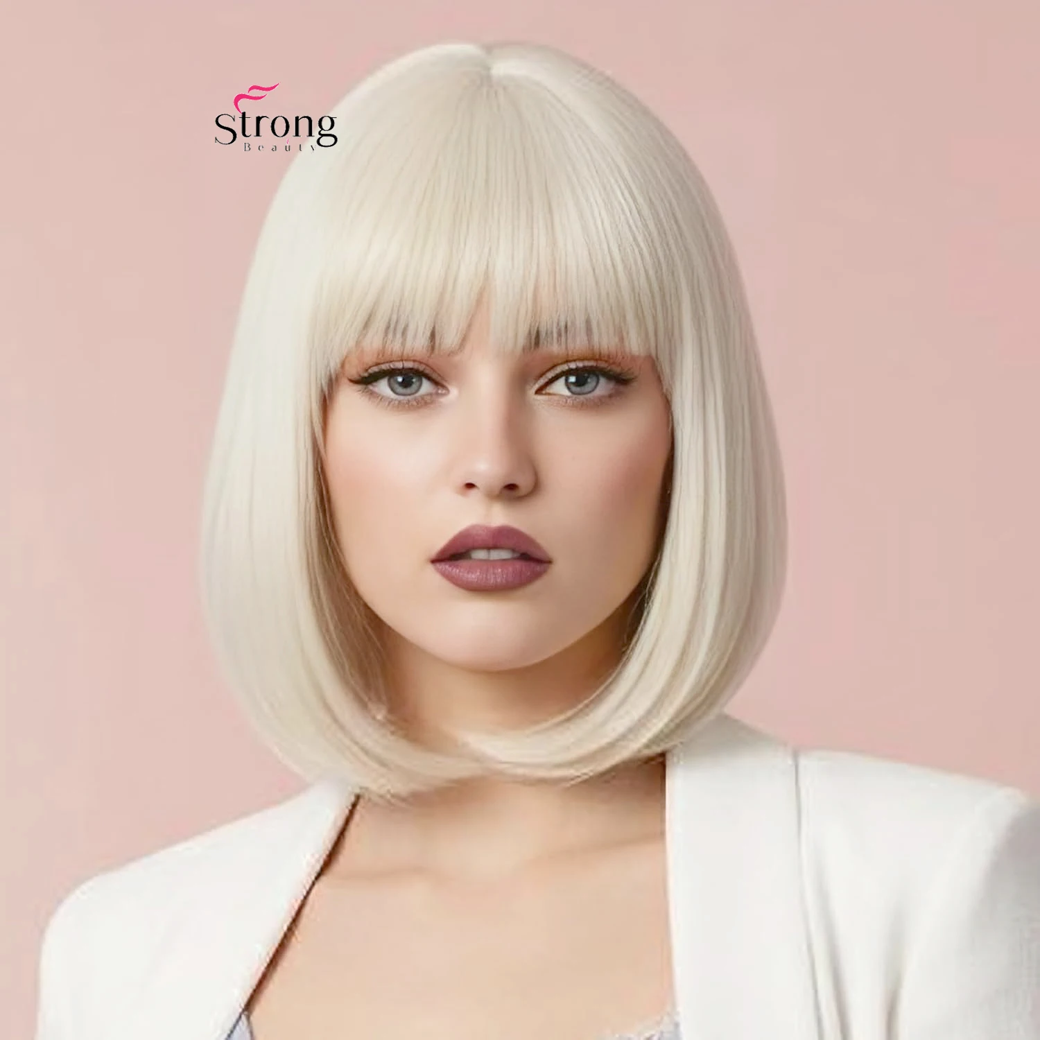 White Blonde Short Bob Wig with Bangs, Platinum Blonde Synthetic Straight Hair Wigs for Women Cosplay Costume Brown Bob Wig
White Blonde Short Bob Wig with Bangs, Platinum Blonde Synthetic Straight Hair Wigs for Women Cosplay Costume Brown Bob Wig