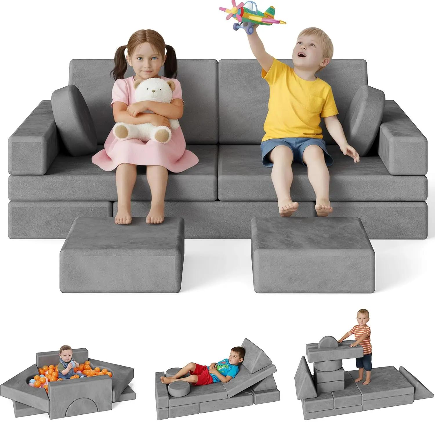 18PCS Modular Kids Play Couch Convertible Foam Sofa for Playroom Bedroom Living Room,Customized
18PCS Modular Kids Play Couch Convertible Foam Sofa for Playroom Bedroom Living Room,Customized