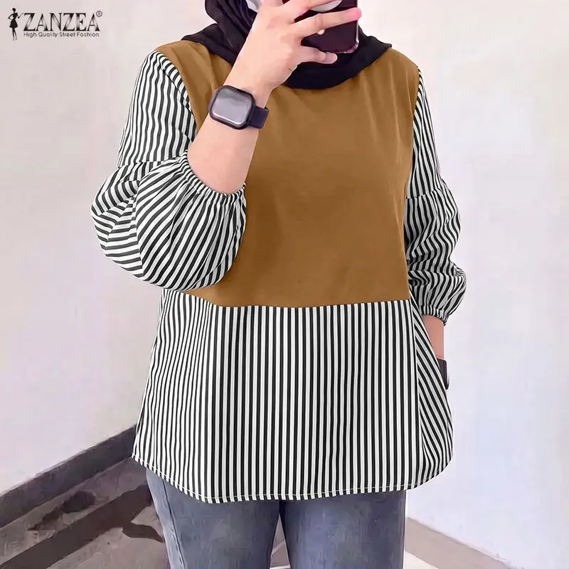 ZANZEA Women Summer Stripe Patchwork Blouse Muslim Woman Tops Casual O Neck 3/4 Sleeve Work Shirt Baggy Blusas Female Mujer 2026
ZANZEA Women Summer Stripe Patchwork Blouse Muslim Woman Tops Casual O Neck 3/4 Sleeve Work Shirt Baggy Blusas Female Mujer 2026
