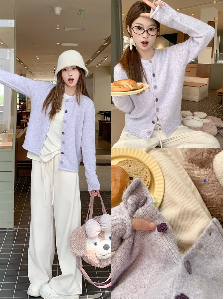 Zeng XiaoXian Ранняя осень Корейский фиолетовый вязаный свитер Jaet Женская верхняя одежда Маленький размер Открытый кардиган Топ
Zeng XiaoXian Ранняя осень Корейский фиолетовый вязаный свитер Jaet Женская верхняя одежда Маленький размер Открытый кардиган Топ