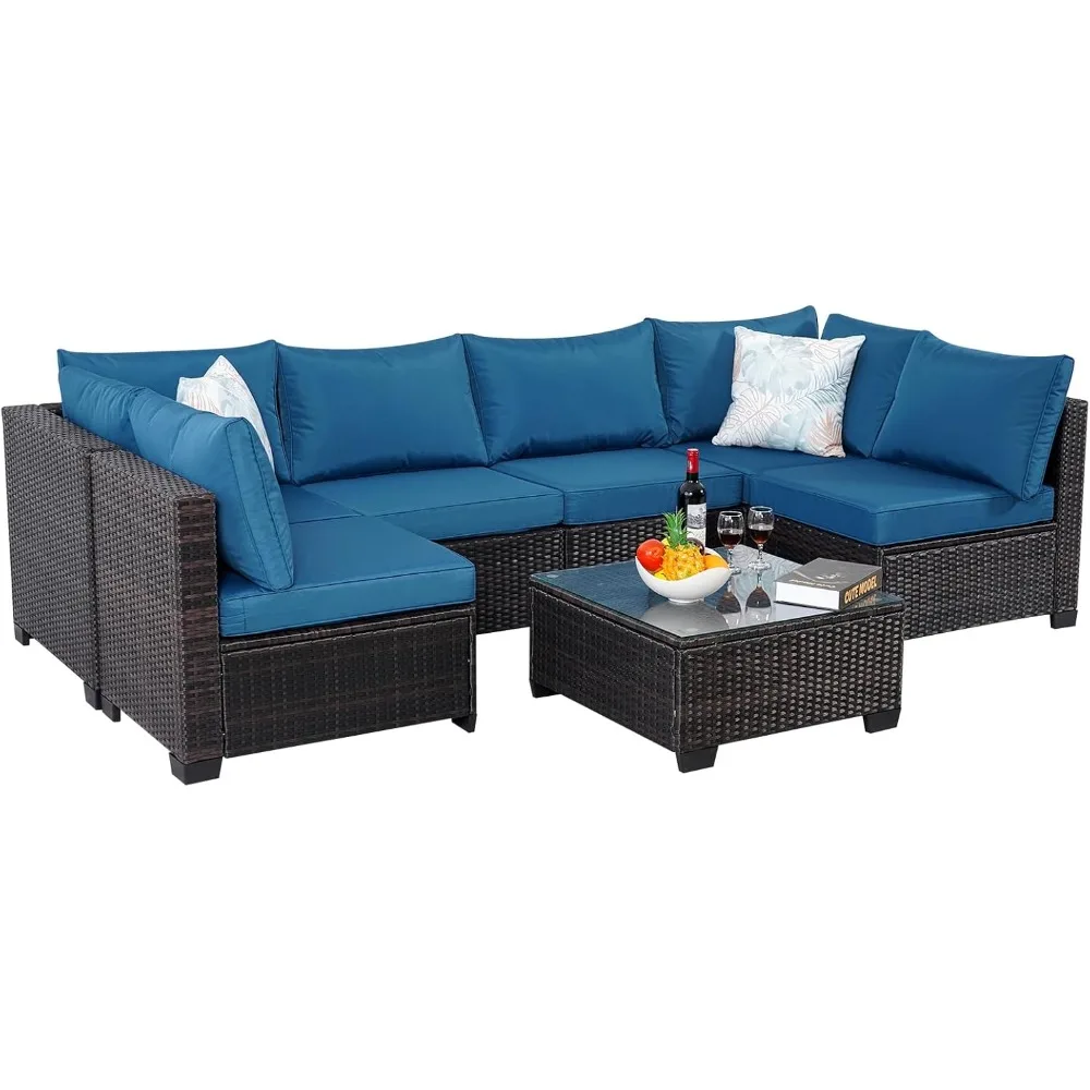 7 Piece Sectional Sofa Set Outdoor, Rattan Patio Furniture Set, Outdoor Sectional Furniture, Rattan Chairs Glass Table
7 Piece Sectional Sofa Set Outdoor, Rattan Patio Furniture Set, Outdoor Sectional Furniture, Rattan Chairs Glass Table