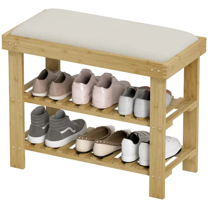 HOMCOM Bamboo Shoe Storage Bench, 3-Tier Entryway Bench with Cushion, Shoe Organizer for Entryway, Hallway, Natural
HOMCOM Bamboo Shoe Storage Bench, 3-Tier Entryway Bench with Cushion, Shoe Organizer for Entryway, Hallway, Natural