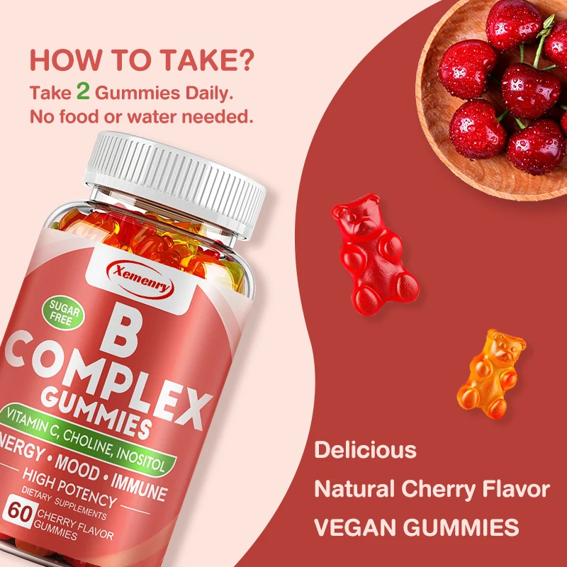 Vitamin B Complex Gummies - Reduces Stress and Anxiety, Improve Mood, Promotes Brain and Nervous System Health, Boosts Immunity
Vitamin B Complex Gummies - Reduces Stress and Anxiety, Improve Mood, Promotes Brain and Nervous System Health, Boosts Immunity