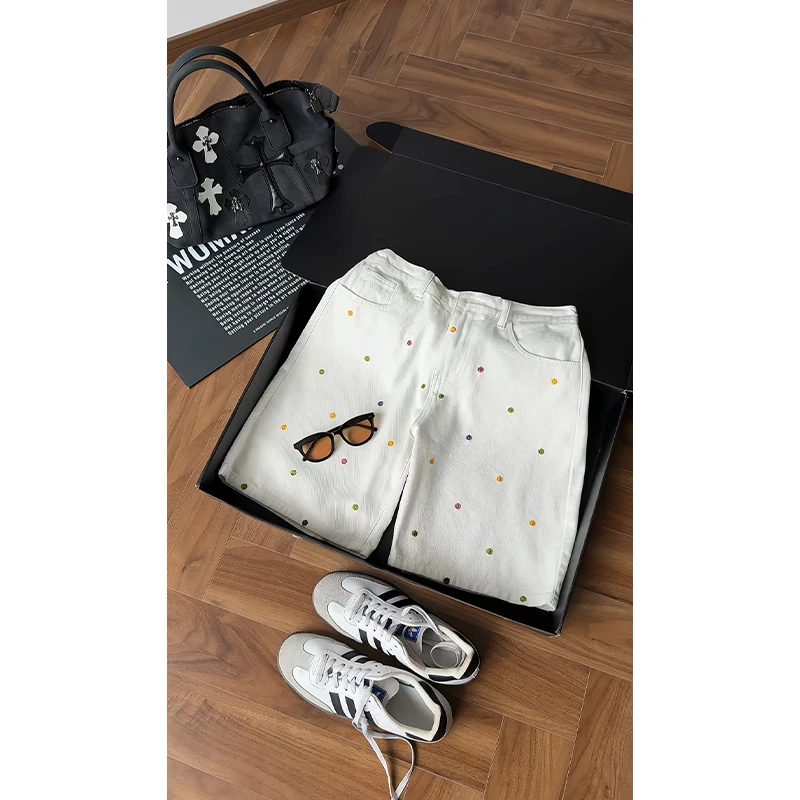 Summer New Style American Polka Dot Women Shorts Women Denim Button Front Casual Fashion
Summer New Style American Polka Dot Women Shorts Women Denim Button Front Casual Fashion
