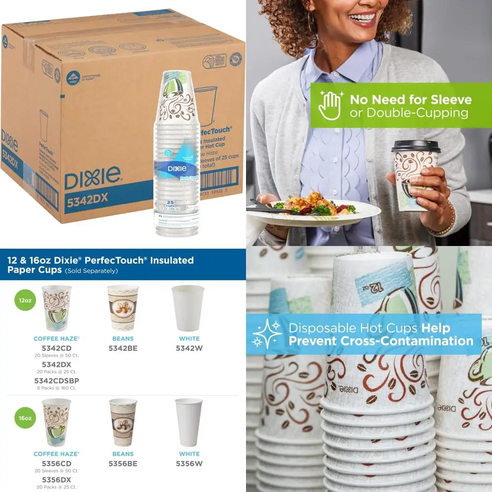 Insulated Coffee Cups, 12 oz, Coffee Haze Design, Pack of 25 Cups, 20 Packs per Case, 500 Count
Insulated Coffee Cups, 12 oz, Coffee Haze Design, Pack of 25 Cups, 20 Packs per Case, 500 Count