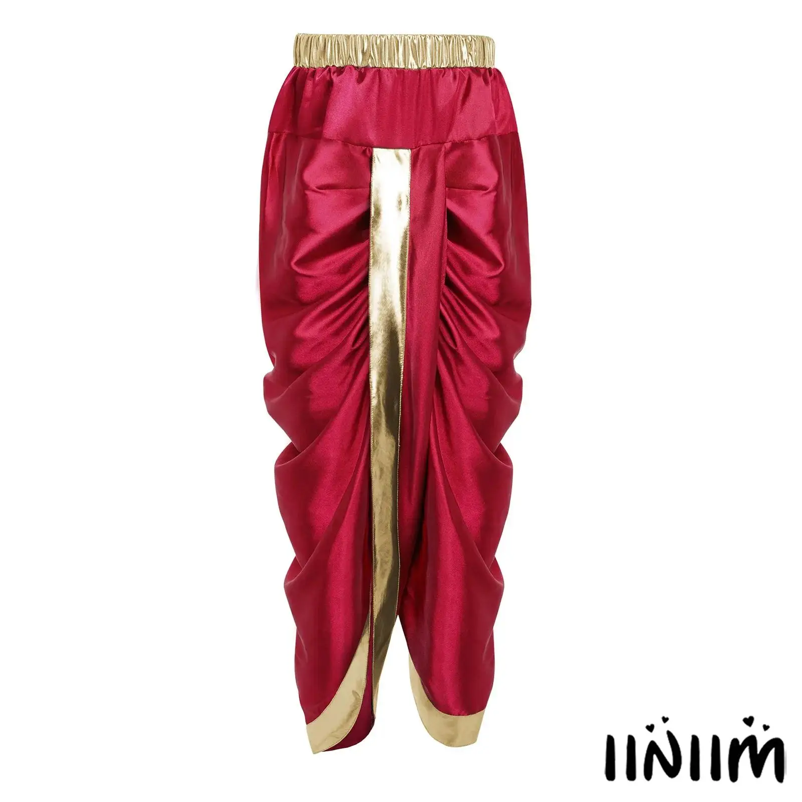 Kids Boys Indian Traditional Trousers Festival Party Costume Metallic Trim Elastic Waistband Satin Dhoti Pants for Belly Dance
Kids Boys Indian Traditional Trousers Festival Party Costume Metallic Trim Elastic Waistband Satin Dhoti Pants for Belly Dance