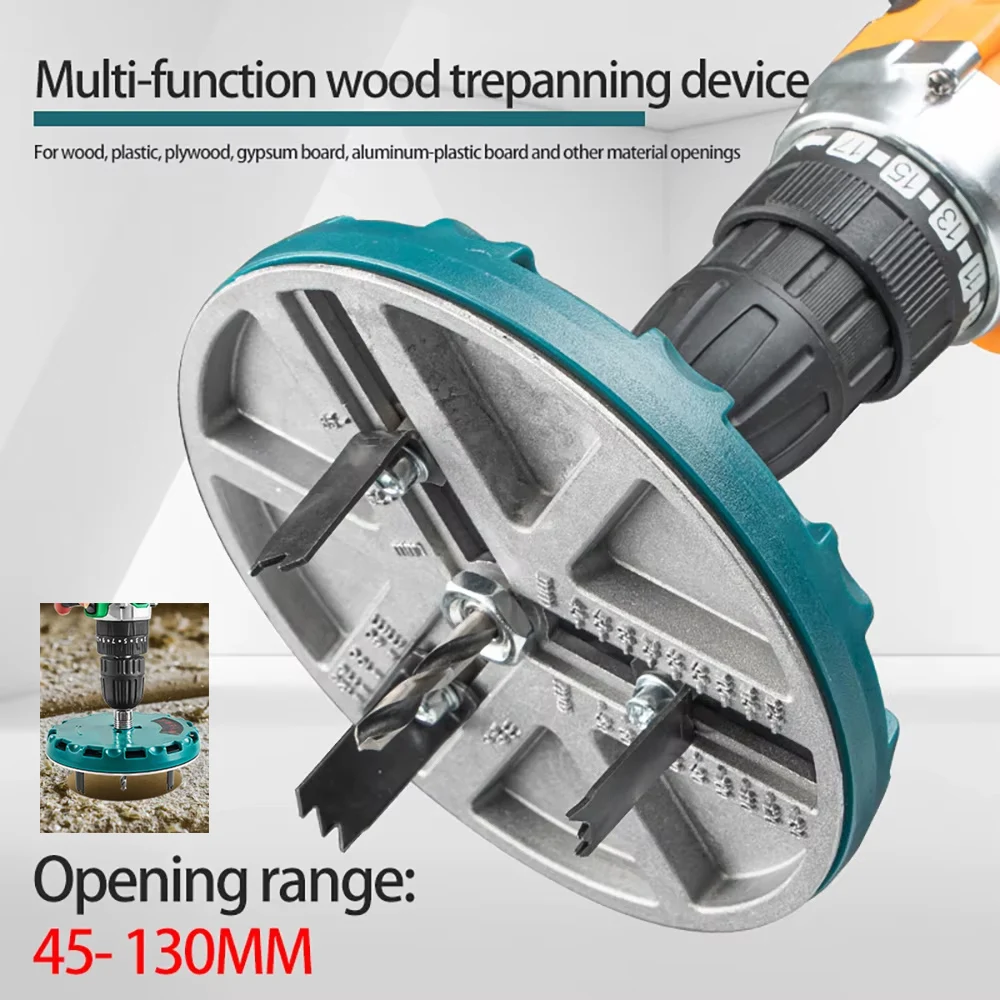 45-130mm Multifunctional Adjustable Woodworking Hole Opener Gypsum Board Plastic Aluminum Board Electric Drill Drilling Bit Tool
45-130mm Multifunctional Adjustable Woodworking Hole Opener Gypsum Board Plastic Aluminum Board Electric Drill Drilling Bit Tool