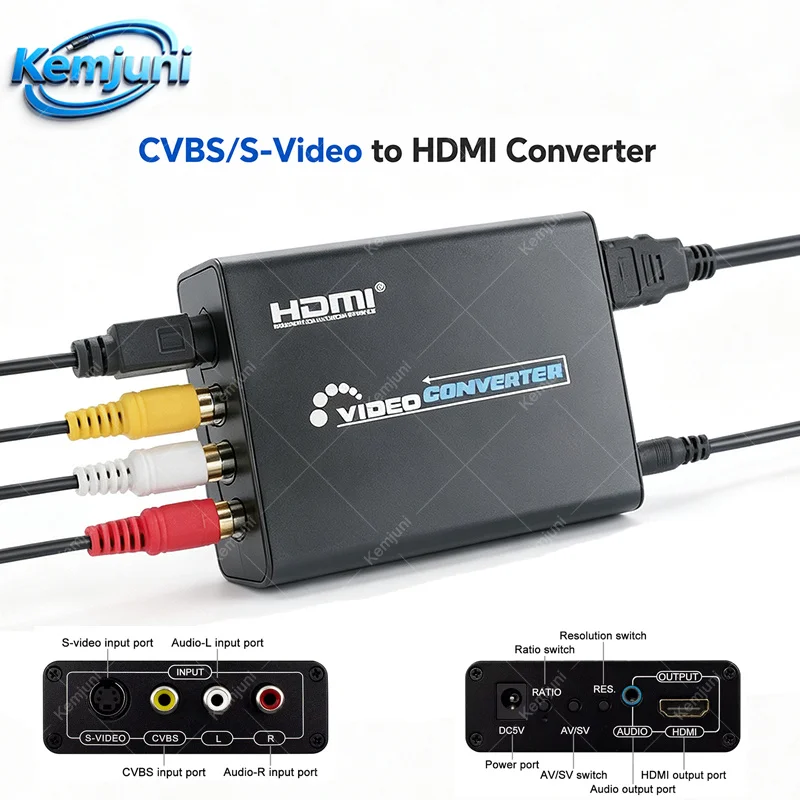 AV/S Video Switcher Adapter 3 RCA AV S-Video CVBS Composite Converter To HDMI-compatible 3.5mm Audio Converter
AV/S Video Switcher Adapter 3 RCA AV S-Video CVBS Composite Converter To HDMI-compatible 3.5mm Audio Converter