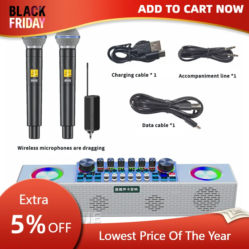 Multifunction Professional Bluetooth Speakers Live Broadcast Sound Card Equipment Portable Family KTV Karaoke All-in-one Machine
Multifunction Professional Bluetooth Speakers Live Broadcast Sound Card Equipment Portable Family KTV Karaoke All-in-one Machine