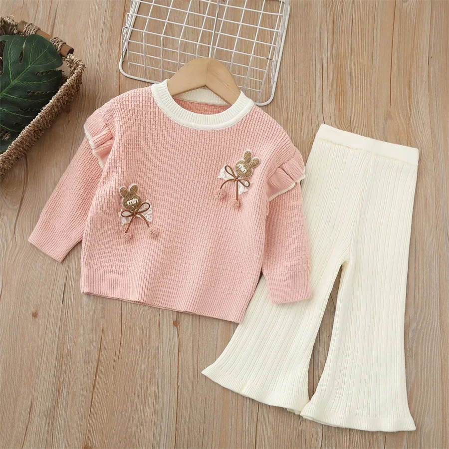 Girls' sweater knitting two-piece set 2024 Autumn/winter new female treasure cartoon rabbit round neck pants set
Girls' sweater knitting two-piece set 2024 Autumn/winter new female treasure cartoon rabbit round neck pants set