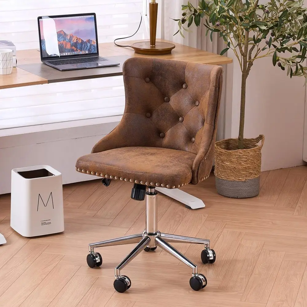 Upholstered Swivel Office Chair with Silver Base, Small Vanity Chair for Bedroom, Adjustable Rolling Nail Chair for Women/Girls
Upholstered Swivel Office Chair with Silver Base, Small Vanity Chair for Bedroom, Adjustable Rolling Nail Chair for Women/Girls