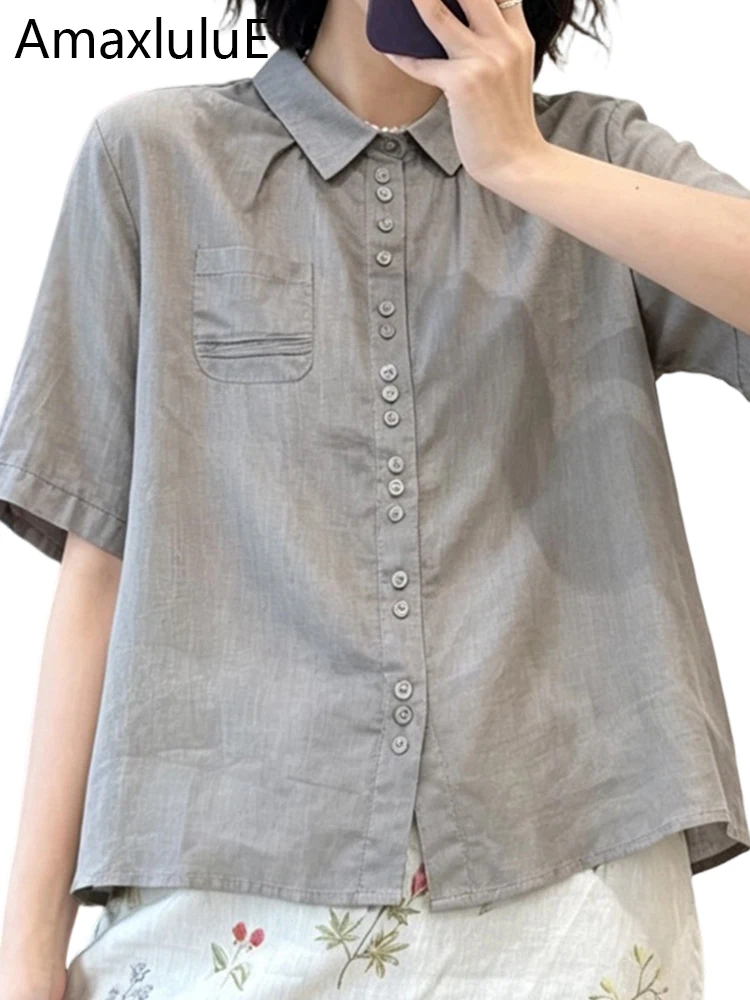 Amax LuluE British Design Classic Leisure Tops Females Fashion Elegant Shirts Womens Summer Vintage Loose Cotton Linen Blouses
Amax LuluE British Design Classic Leisure Tops Females Fashion Elegant Shirts Womens Summer Vintage Loose Cotton Linen Blouses