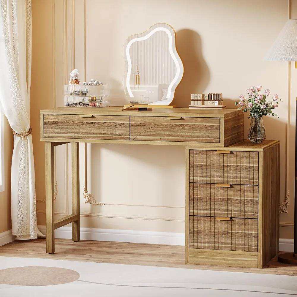 Makeup Vanity Desk with 5 Drawers, Modern Small Dressing Desk with Storage, Wood Make Up Table for Bedroom
Makeup Vanity Desk with 5 Drawers, Modern Small Dressing Desk with Storage, Wood Make Up Table for Bedroom