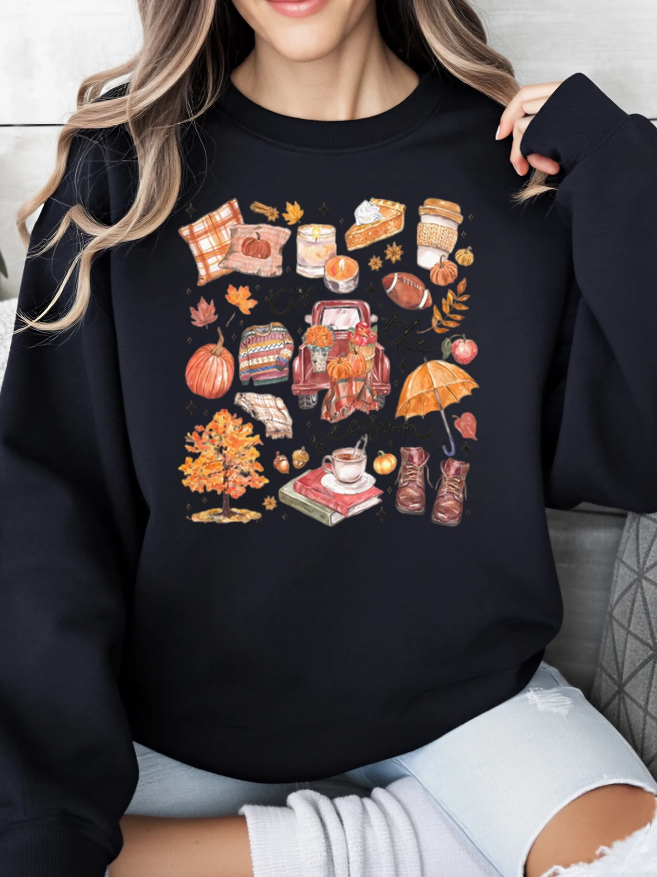 Осенние листья, тыква, кофе, книги, зонтик, свитер, осень, женский повседневный свитер на открытом воздухе, черный, большие размеры
Осенние листья, тыква, кофе, книги, зонтик, свитер, осень, женский повседневный свитер на открытом воздухе, черный, большие размеры