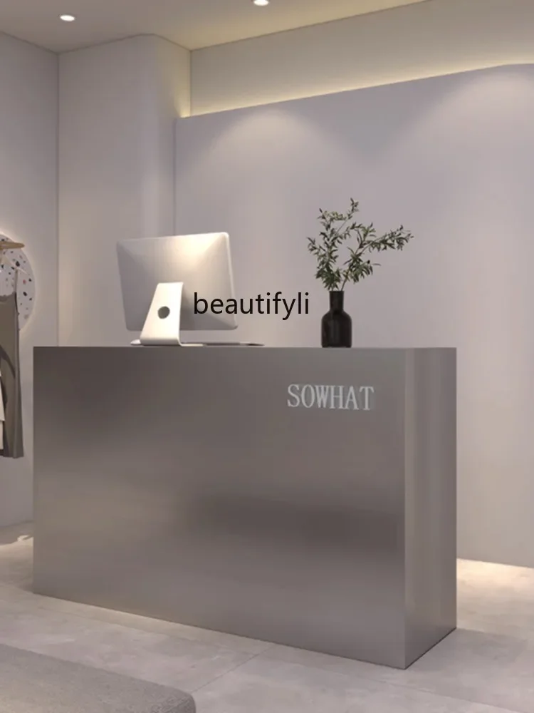 PP Stainless Steel Cashier Clothing Store Bar Simple Barber Shop Beauty Salon Reception Table 
PP Stainless Steel Cashier Clothing Store Bar Simple Barber Shop Beauty Salon Reception Table