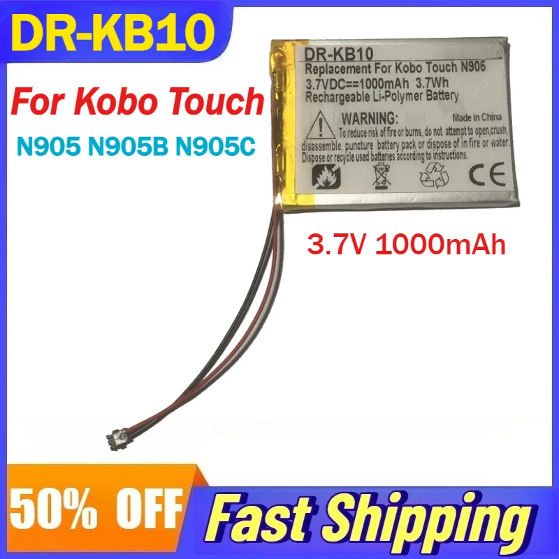 3.7V 1000mAh DR-KB10 Rechargeable Li-Polymer Battery for Kobo Touch N905 N905B N905C E-Reader Batteries H384355 Accessories
3.7V 1000mAh DR-KB10 Rechargeable Li-Polymer Battery for Kobo Touch N905 N905B N905C E-Reader Batteries H384355 Accessories