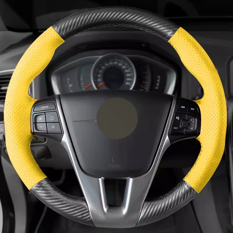 Matt Carbon Fiber Yellow Perforated Leather Full Wrap Car Steering Wheel Cover Car Accessoires for Volvo XC60 S601 S90 S40 V40
Matt Carbon Fiber Yellow Perforated Leather Full Wrap Car Steering Wheel Cover Car Accessoires for Volvo XC60 S601 S90 S40 V40