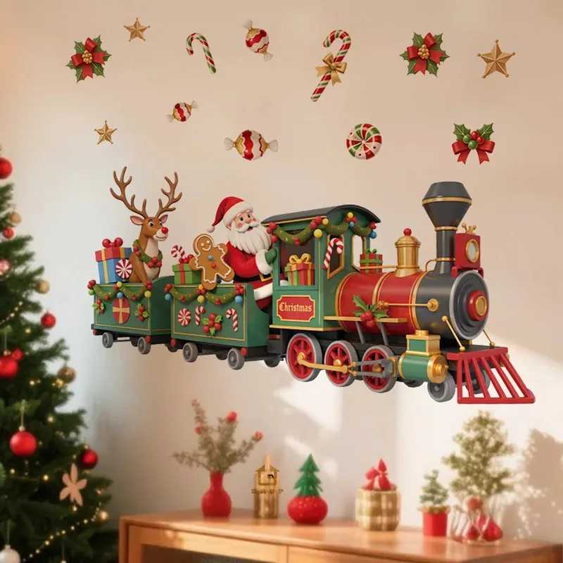 1pc Whimsical Santa Train Christmas Wall Stickers With Candy Holly Removable Self-Adhesive For Room Restaurant Shop Decoration
1pc Whimsical Santa Train Christmas Wall Stickers With Candy Holly Removable Self-Adhesive For Room Restaurant Shop Decoration