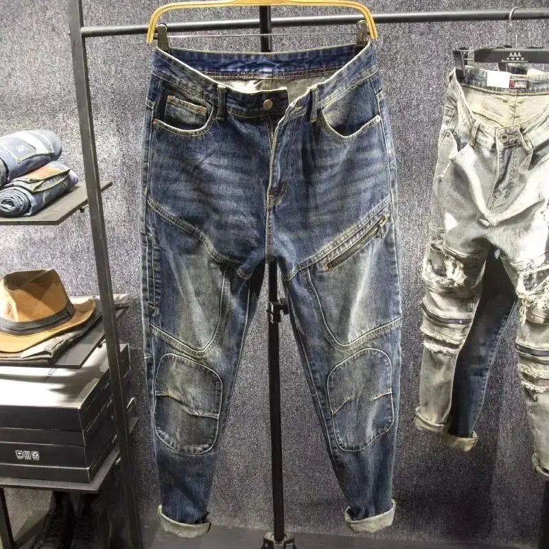 Retro Hip Hop Loose-fit Harem Jeans For Men With Patchwork Zipper Design Fashion Workwear Denim Pants
Retro Hip Hop Loose-fit Harem Jeans For Men With Patchwork Zipper Design Fashion Workwear Denim Pants