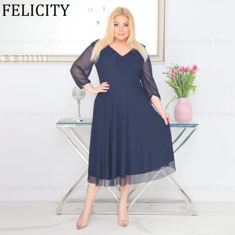 Plus Size Mother of the Bride Dress 2024 A-Line V-Neck Wedding Guest Dresses Tulle with Polka Dots Tea-Length Party Evening Gown
Plus Size Mother of the Bride Dress 2024 A-Line V-Neck Wedding Guest Dresses Tulle with Polka Dots Tea-Length Party Evening Gown