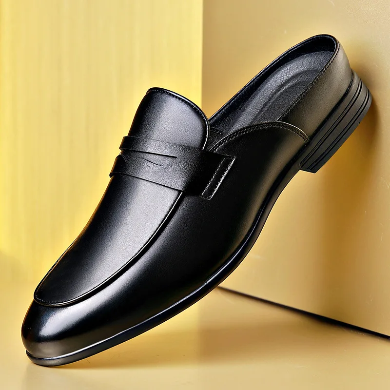 Fashion Luxury Cow Leather Mules for Men Summer Designer Soft Sole Half Slippers Man Designer Black Business Casual Shoes Male
Fashion Luxury Cow Leather Mules for Men Summer Designer Soft Sole Half Slippers Man Designer Black Business Casual Shoes Male