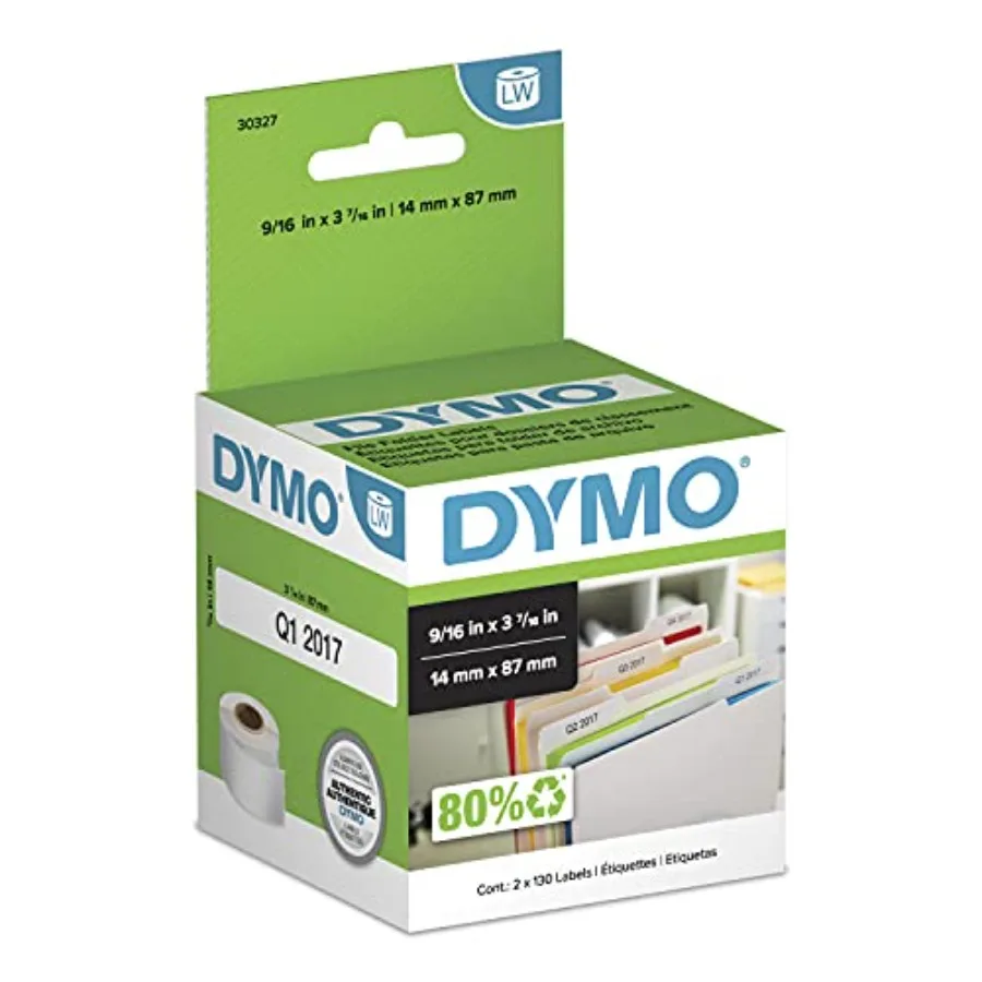 Authentic LW 1-Up File Folder Labels Labels for LabelWriter Label Printers White 9/1" x 3-7/1" of 130 0 Total
Authentic LW 1-Up File Folder Labels Labels for LabelWriter Label Printers White 9/1" x 3-7/1" of 130 0 Total