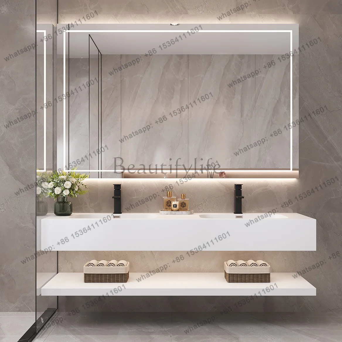 Washbasin with baffle artificial stone countertop Hotel B & B Engineering Household washbasin
Washbasin with baffle artificial stone countertop Hotel B & B Engineering Household washbasin