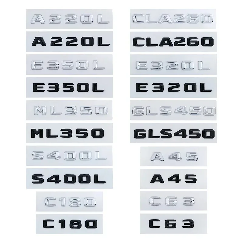 ABS Car Rear Trunk Emblem Sticker Letter Decal for Mercedes benz C63 A45 E320L E350L S400L A220L ML350 GLS450 CLA260 Accessories
ABS Car Rear Trunk Emblem Sticker Letter Decal for Mercedes benz C63 A45 E320L E350L S400L A220L ML350 GLS450 CLA260 Accessories