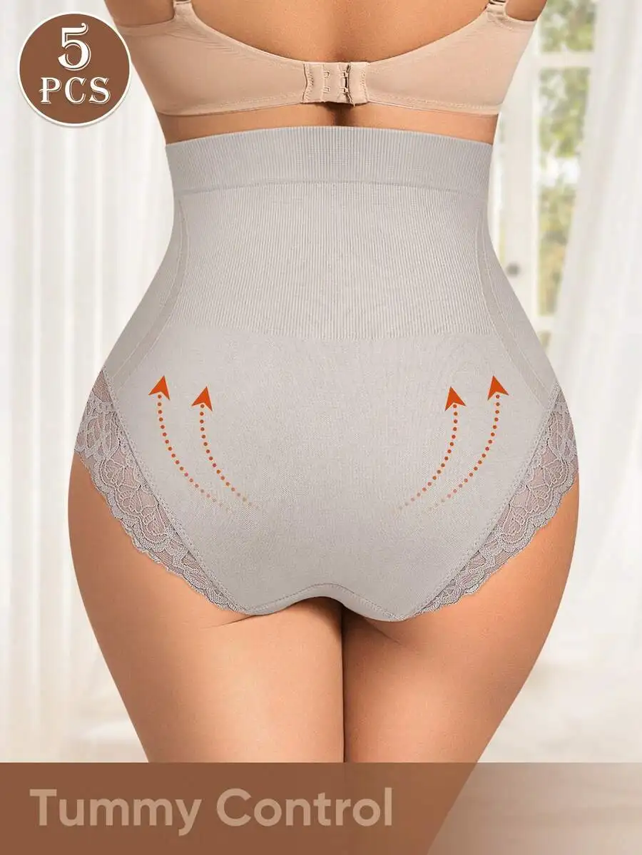 5 Pcs High Waisted Womens Shapewear Panties With Lace Trim Tummy Control Butt Lift
5 Pcs High Waisted Womens Shapewear Panties With Lace Trim Tummy Control Butt Lift