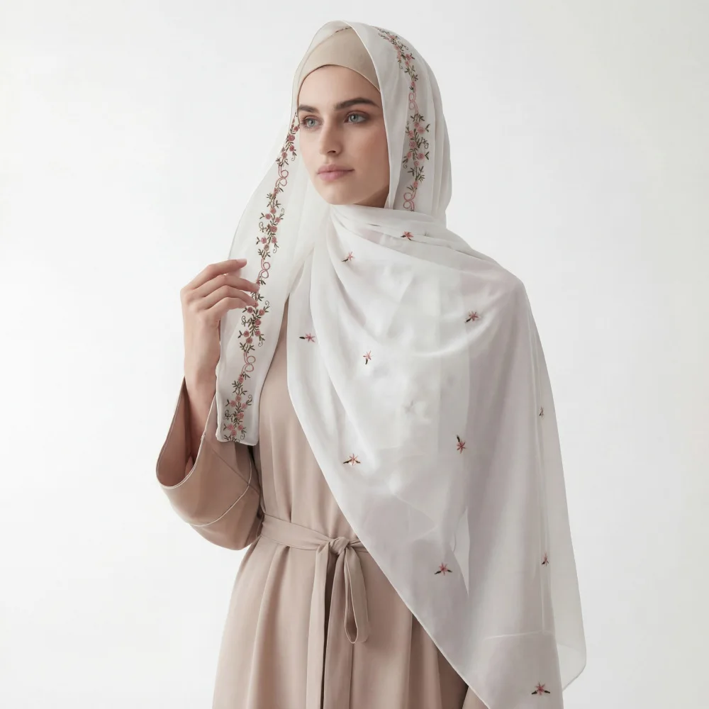 Fashion Muslim Chiffon Hijab Scarf Long Shawl Woman Floral Embroidery Islam Ramadan Solid Turban Headscarf Headwrap 175*70cm
Fashion Muslim Chiffon Hijab Scarf Long Shawl Woman Floral Embroidery Islam Ramadan Solid Turban Headscarf Headwrap 175*70cm