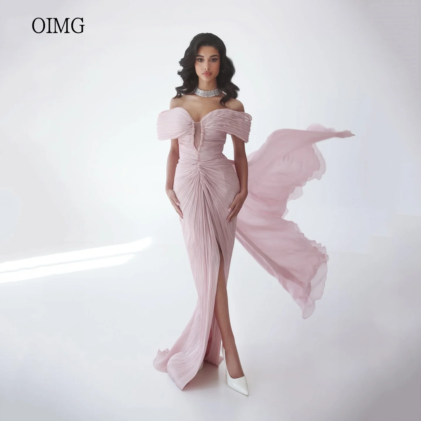 OIMG Chic Pink Off The Shoulder Mermaid Prom Gowns Backless Shimmery Party Gown Side Slit Evening Dress Customized
OIMG Chic Pink Off The Shoulder Mermaid Prom Gowns Backless Shimmery Party Gown Side Slit Evening Dress Customized