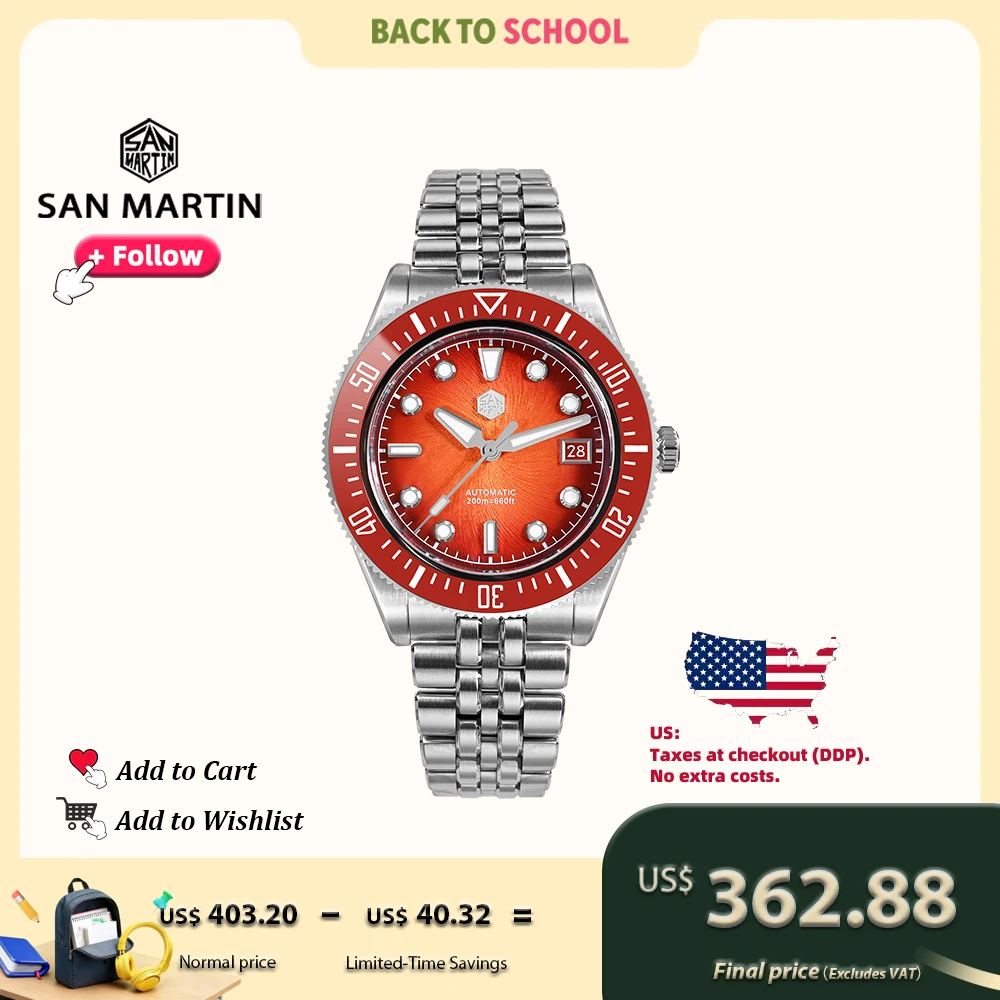 San Martin 37.5 40mm SN0148G1 Upgraded Men Diver Watches High-end Luxury Watch Miyota 9015 Automatic Mechanical 20Bar Waterproof
San Martin 37.5 40mm SN0148G1 Upgraded Men Diver Watches High-end Luxury Watch Miyota 9015 Automatic Mechanical 20Bar Waterproof