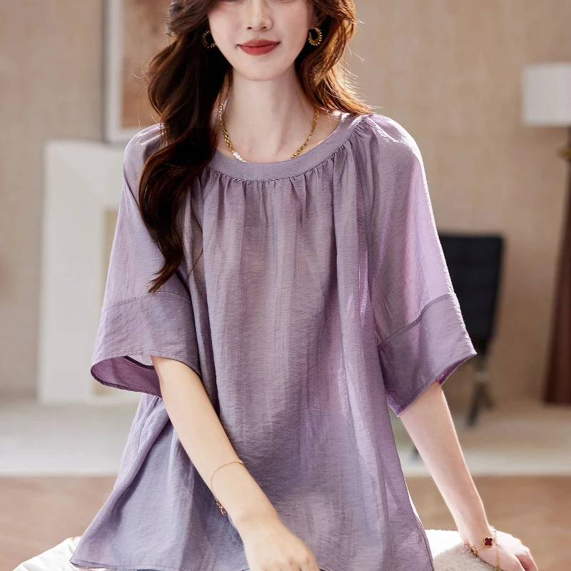 Elegant Women's Loose Fit Blouse With Flying Sleeve And Shirring Detail For Summer Casual Wear
Elegant Women's Loose Fit Blouse With Flying Sleeve And Shirring Detail For Summer Casual Wear