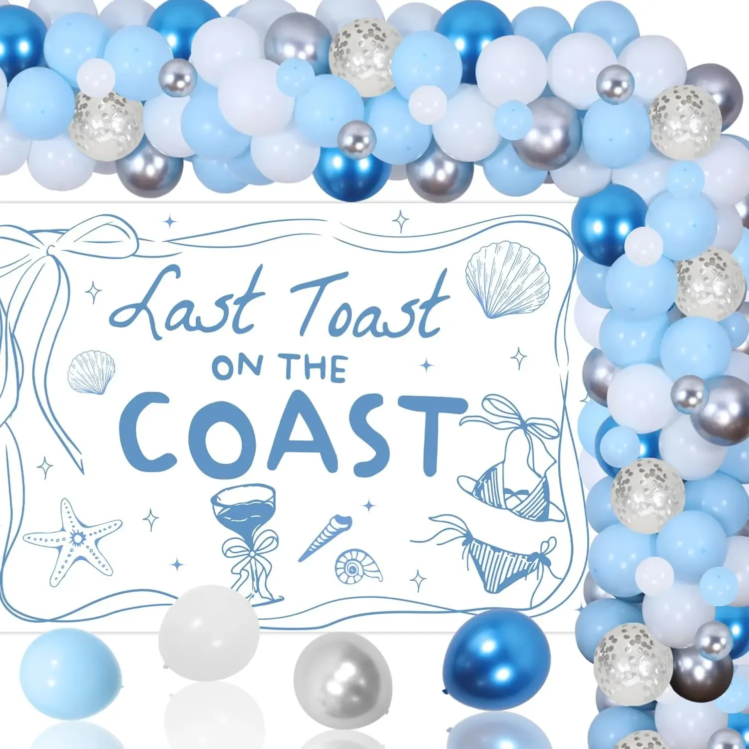 Last Toast on The Coast Bachelorette Party Decoration Coastal Shell Starfish Bikini Champagne Backdrop Balloon Garland
Last Toast on The Coast Bachelorette Party Decoration Coastal Shell Starfish Bikini Champagne Backdrop Balloon Garland