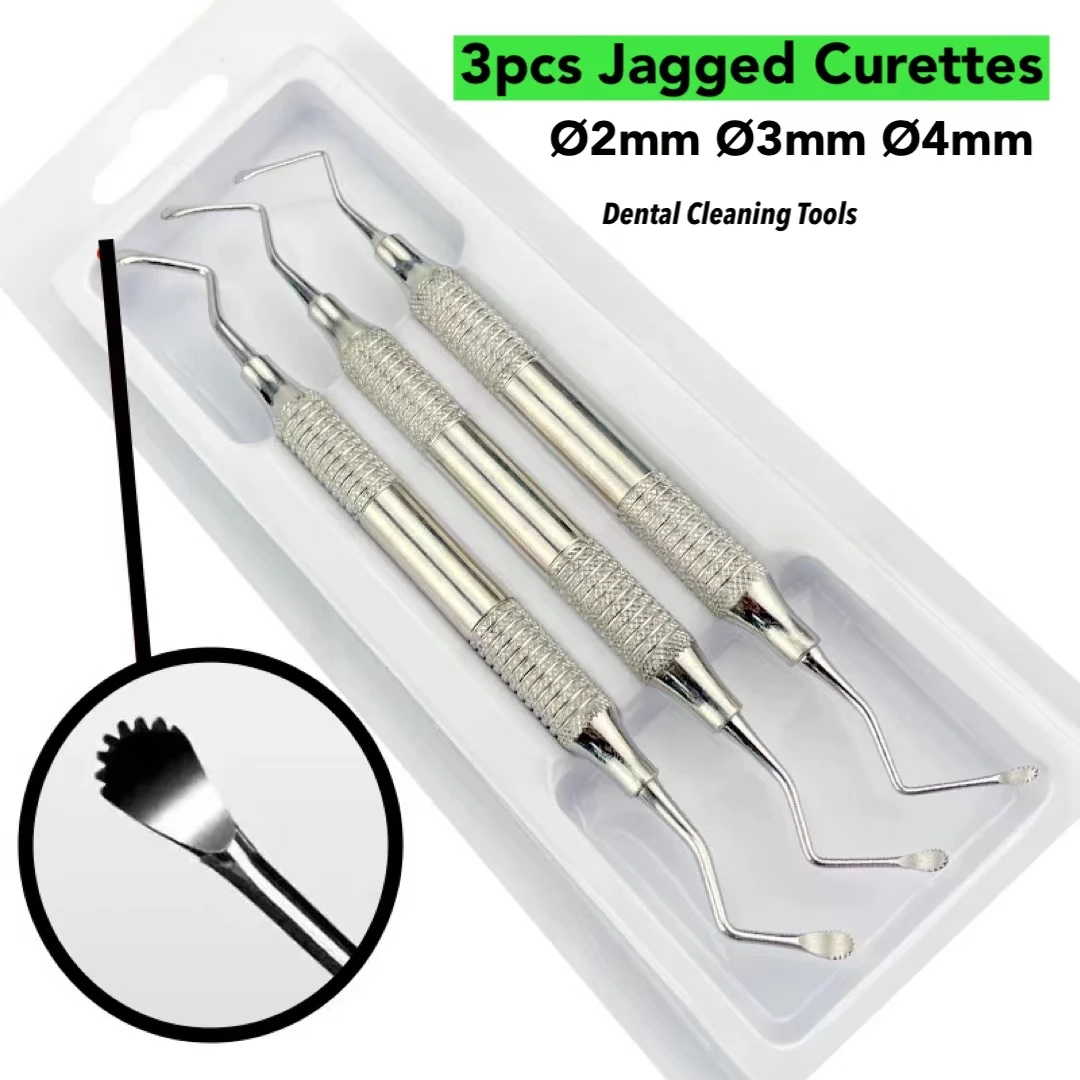 3pcs Dental Basic Tools ,Dental Jagged Excavators Curettes Kit, Dental Stainless Steel Elevators or Scalers, Dental Tools.
3pcs Dental Basic Tools ,Dental Jagged Excavators Curettes Kit, Dental Stainless Steel Elevators or Scalers, Dental Tools.