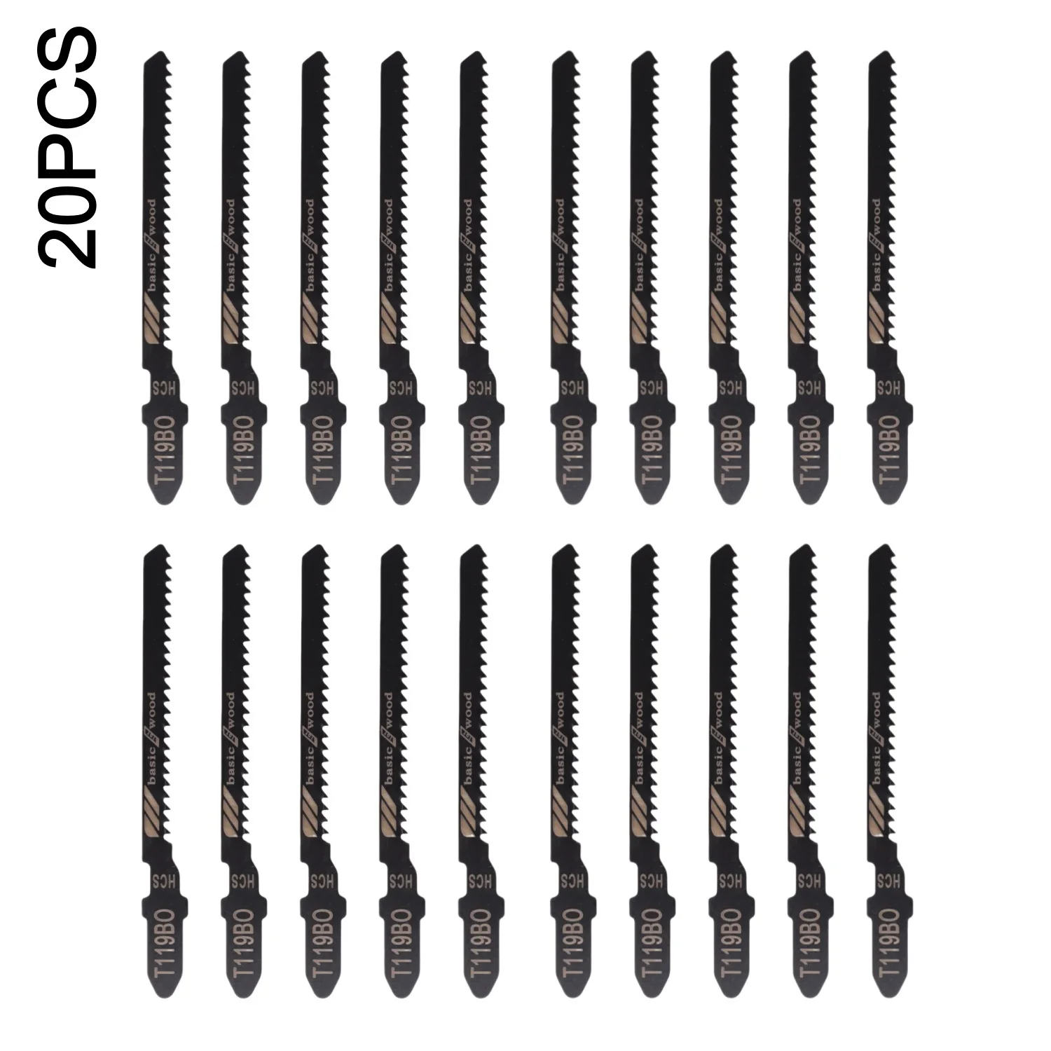 20-Piece T119BO 3 Inch 12 TPI Assorted T-Shank Scrolling Jig Saw Blades Set for Precision Wood Metal and Plastic Cutting
20-Piece T119BO 3 Inch 12 TPI Assorted T-Shank Scrolling Jig Saw Blades Set for Precision Wood Metal and Plastic Cutting