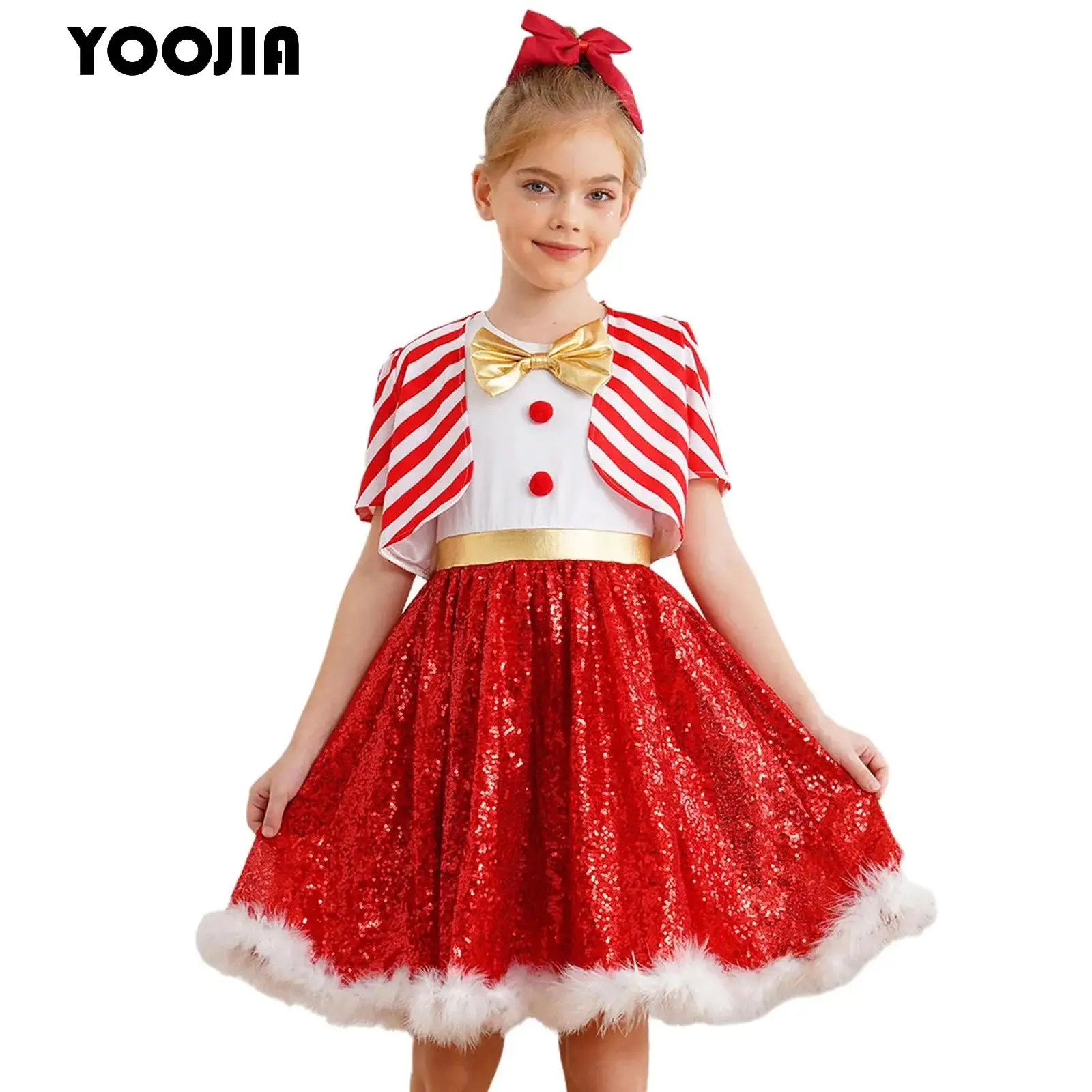 Kids Girls Christmas Princess Dress Cute Candy Cane Striped Xmas New Year Party Dress with Short Coat Ballet Skating Leotard Set 
Kids Girls Christmas Princess Dress Cute Candy Cane Striped Xmas New Year Party Dress with Short Coat Ballet Skating Leotard Set