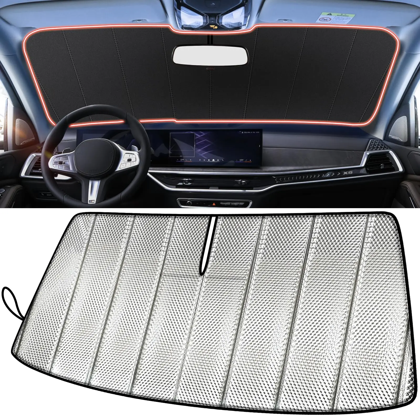 Custom Fit 5-Layer Accordion Windshield Sunshade For Car Front Window, Thermal Insulation Against Heat And UV Rays
Custom Fit 5-Layer Accordion Windshield Sunshade For Car Front Window, Thermal Insulation Against Heat And UV Rays