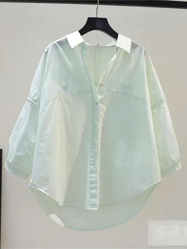Light Green Pure Color Cotton Shirt for Women Cleanfit Waist Design Collar Five Sleeve Length Polyester Fabric
Light Green Pure Color Cotton Shirt for Women Cleanfit Waist Design Collar Five Sleeve Length Polyester Fabric