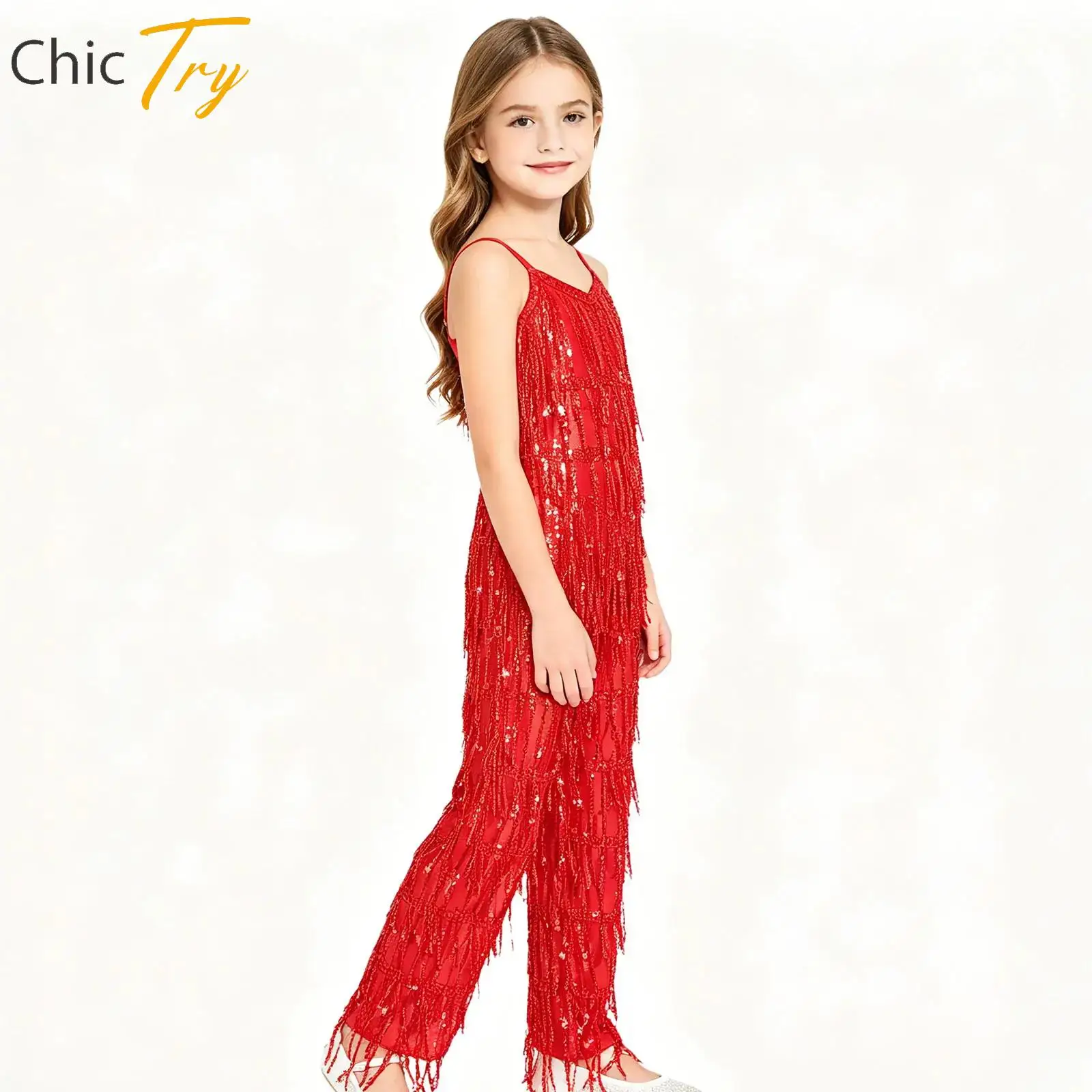 Girls Latin Tango Dance Fringed Jumpsuit Sequin Tiered Tassel Rompers Long Pants Bodysuit for Disco Cha-cha Salsa Ballroom
Girls Latin Tango Dance Fringed Jumpsuit Sequin Tiered Tassel Rompers Long Pants Bodysuit for Disco Cha-cha Salsa Ballroom